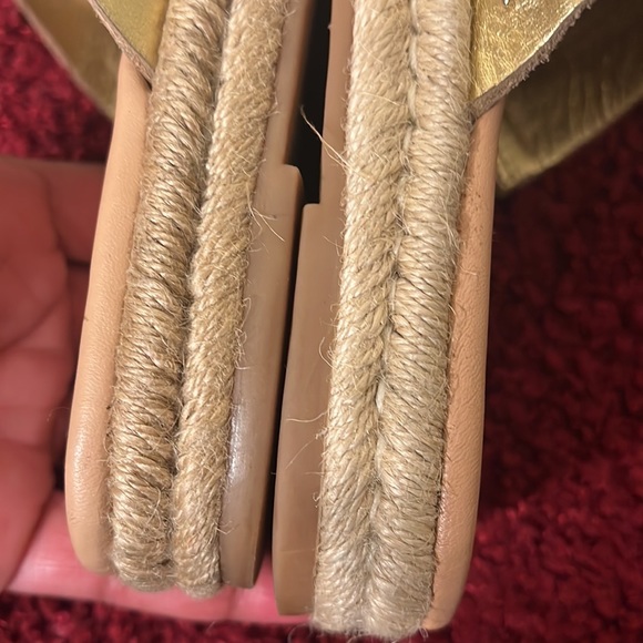 SAM EDELMAN-Gold Leather Espadrilles Slide Mules-Size 7 - Picture 13 of 17